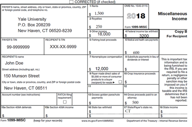 Example of Tax Form 1099