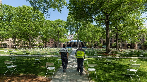 Yale security guards survey Old Campus