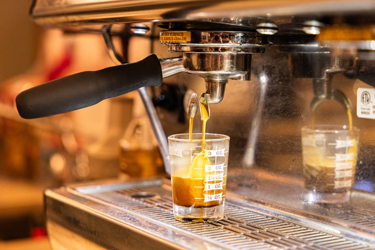 All standard coffee drinks come with a double shot of espresso.