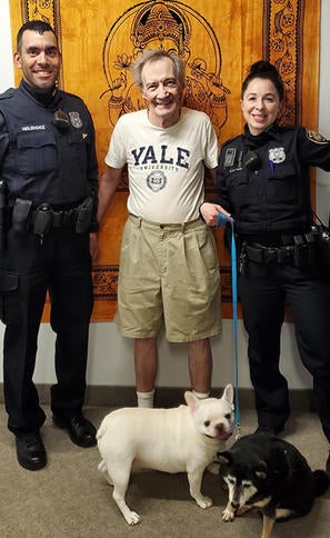 JE alumni with Charlie J. his dog and Officer Kiekel