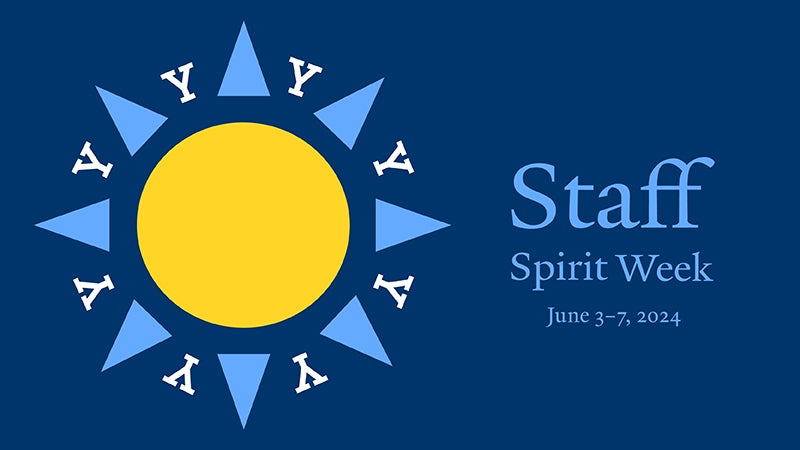 Staff Spirit Week illustration with sun on blue background.