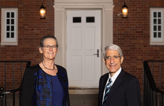 Enterprise Risk Management’s Nancy Loucks with President Salovey