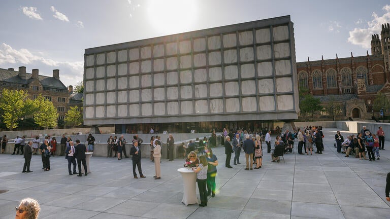 The sun was shining on Beinecke Plaza as honorees, guests, and senior leaders gathered at the cocktail party.