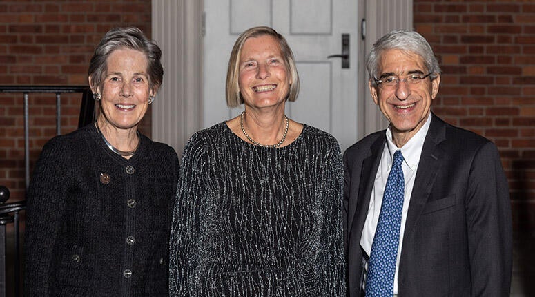 School of Medicine's Marya Shanabrough with President Salovey and Linda Lorimer.