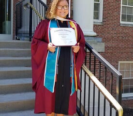 Elizabeth Ferris, Immunobiology, sent in this photo of her daughter Alex, who just earned a B.A. in Psychology from Susquehanna University on May 15. On May 17, Alex started work toward her clinical licensure and Masters in Clinical Counseling at Western Connecticut State University.