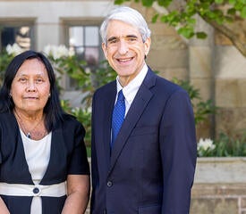 Maria Ama Bella San Juan, celebrating 50 years at Yale, was personally congratulated by President Salovey.