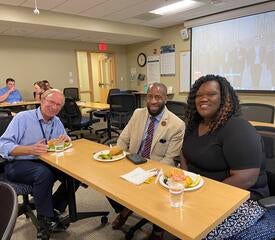 HR colleagues share food and good conversation at recent lunch.