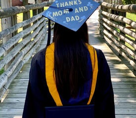 Lillian Smith, West Campus Microbial Sciences Institute, writes, “This is our  daughter Megan Smith's graduation ceremony from Quinnipiac University.  A year later for Class of 2020, but we still couldn't be more proud!  And she is following in our footsteps with a B.S. in Accounting. Congratulations Megan!! ”