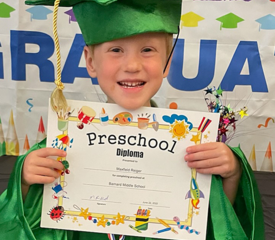Lauren Cable, Obstetrics, Gynecology & Reproductive Sciences, cheered on son Maxfield Rieger at the Pre-K4 graduation at Barnard Environmental Magnet School. Kindergarten here he come!